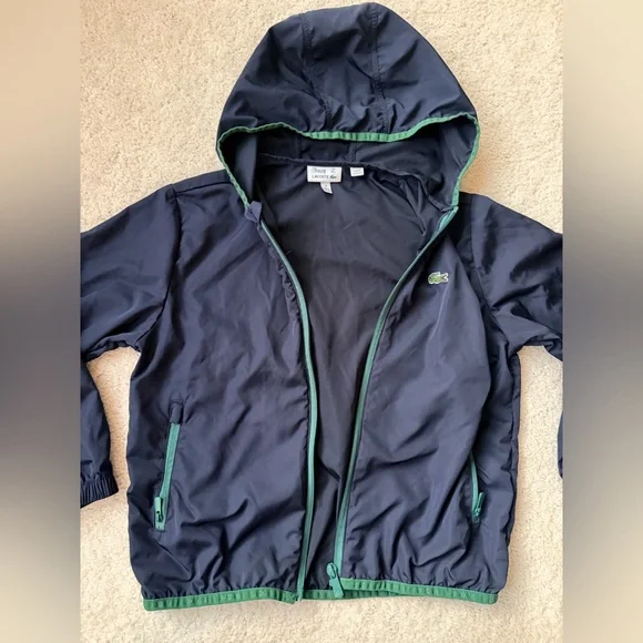 Lacoste Boys Navy and Green Hooded Jacket - Picture 6 of 9